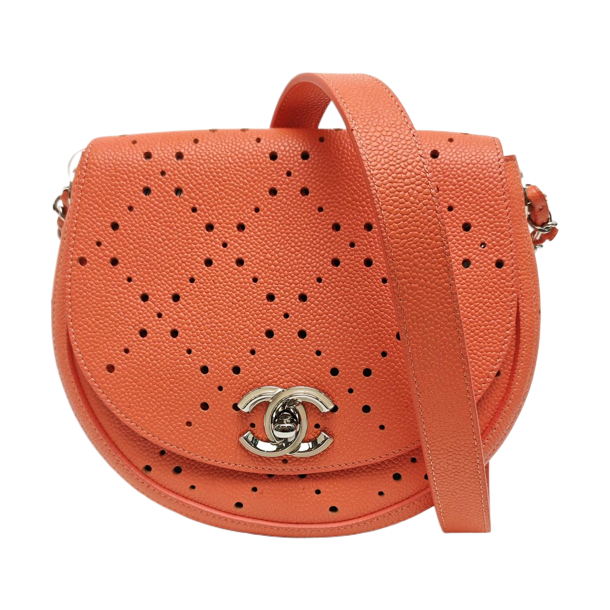 SADDLE Quilted Grained Calfskin Orange