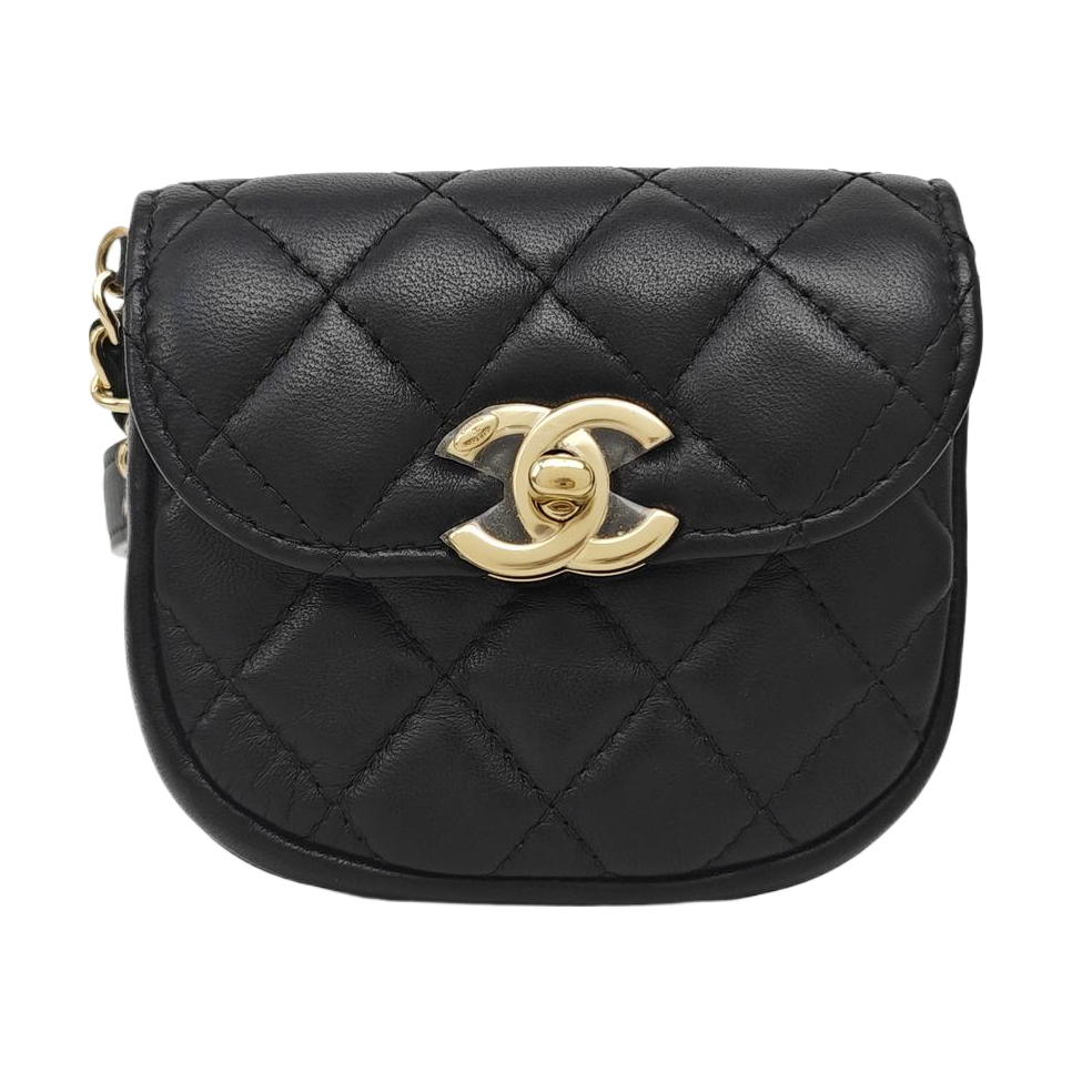 Quilted Lambskin Belt Bag Black