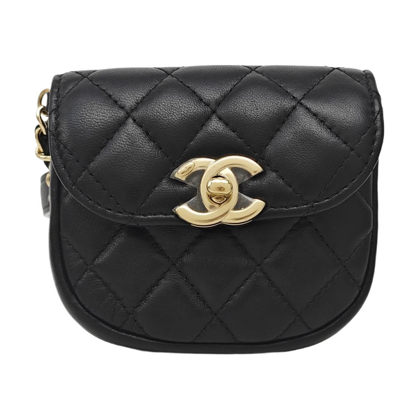 Quilted Lambskin Belt Bag Black
