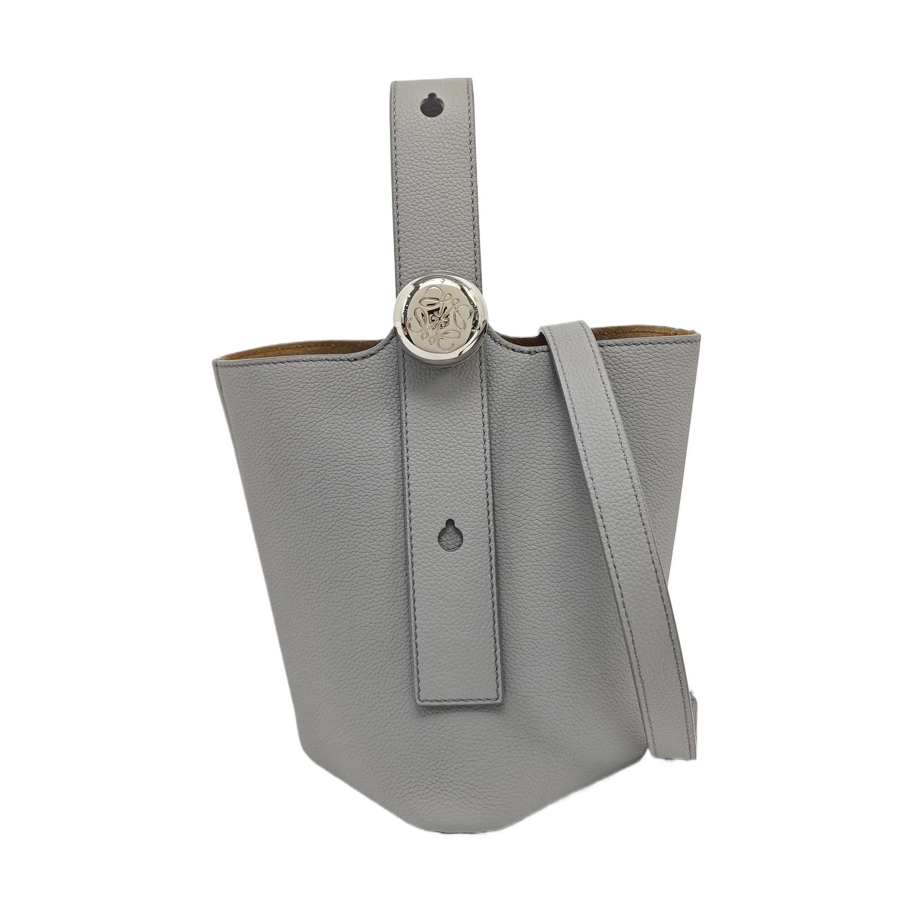 Pebble Bucket Mini Calfskin Gray