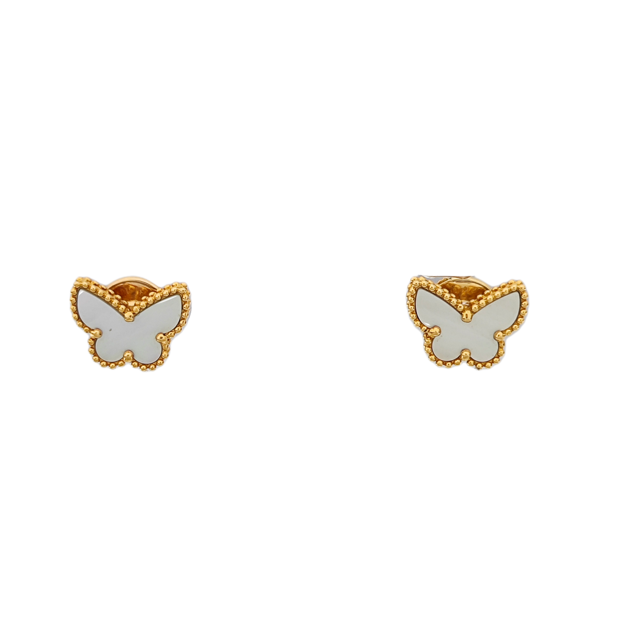 Sweet Alhambra 18k Gold White Stud Earrings