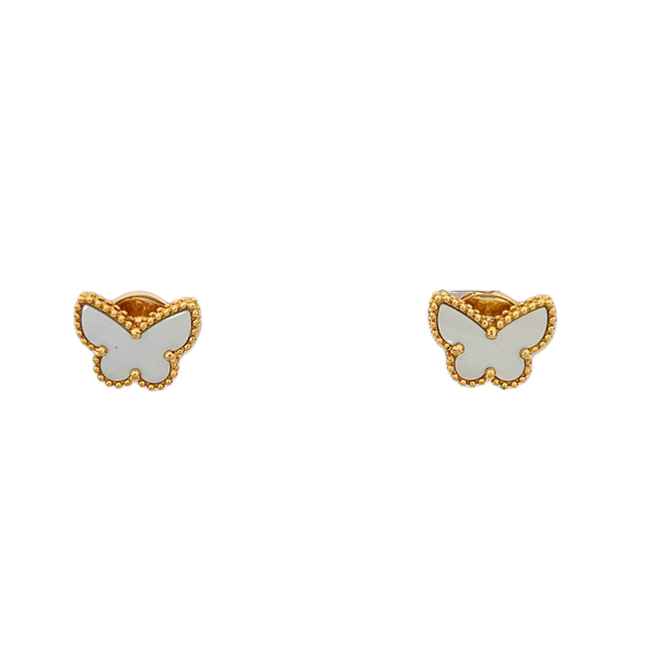 Sweet Alhambra 18k Gold White Stud Earrings