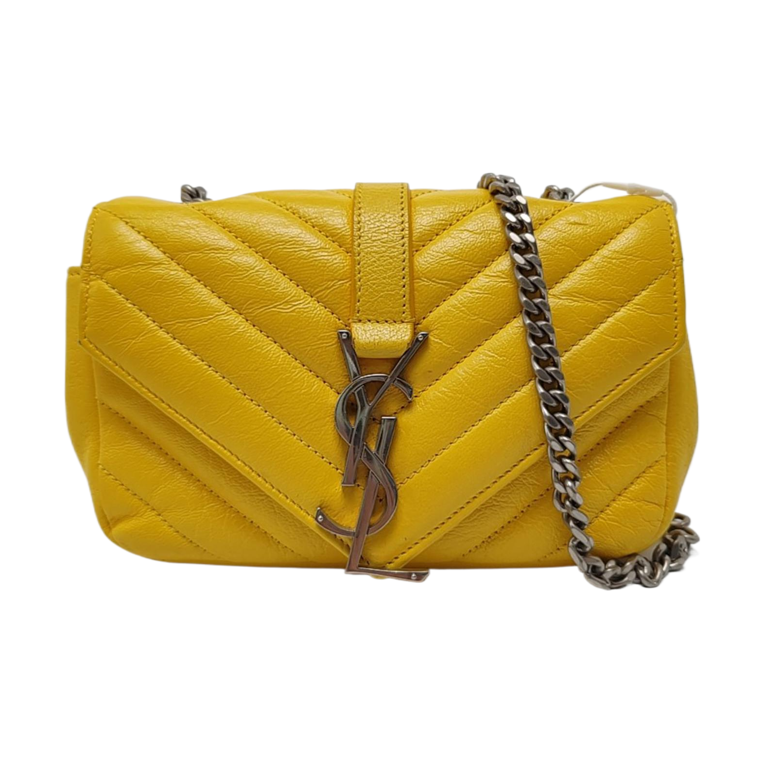 Chevron Calfskin Small Yellow