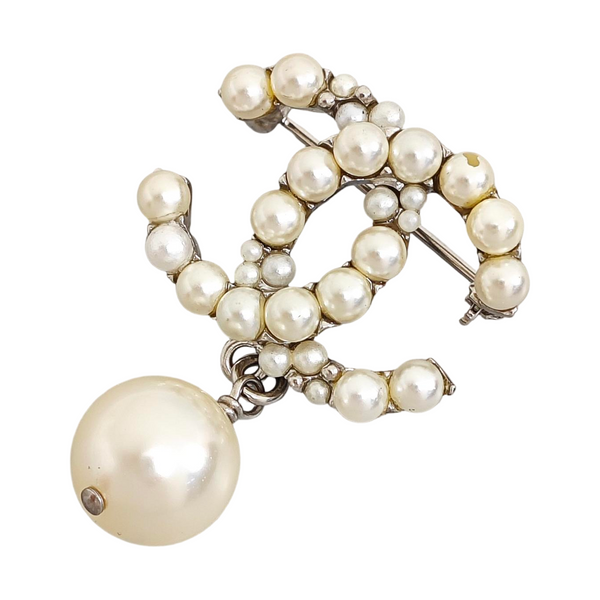 Faux Pearl White Brooch
