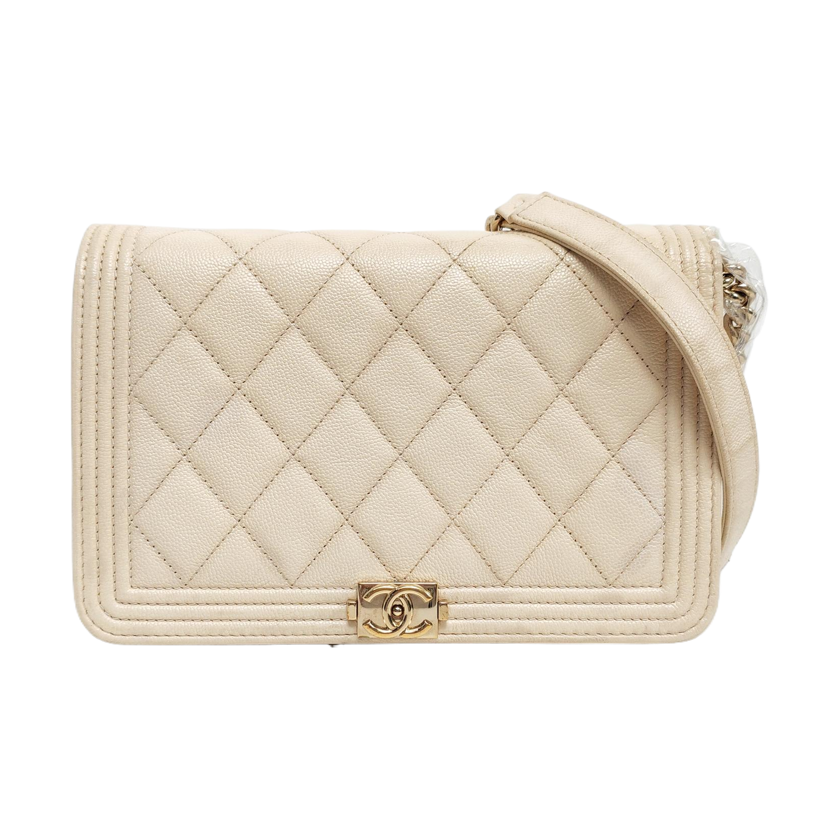 BOY CHANEL Quilted Grained Calfskin White