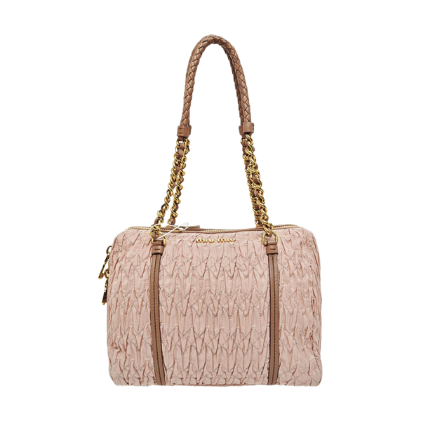 Quilted Canvas Shoulder Bag Pink