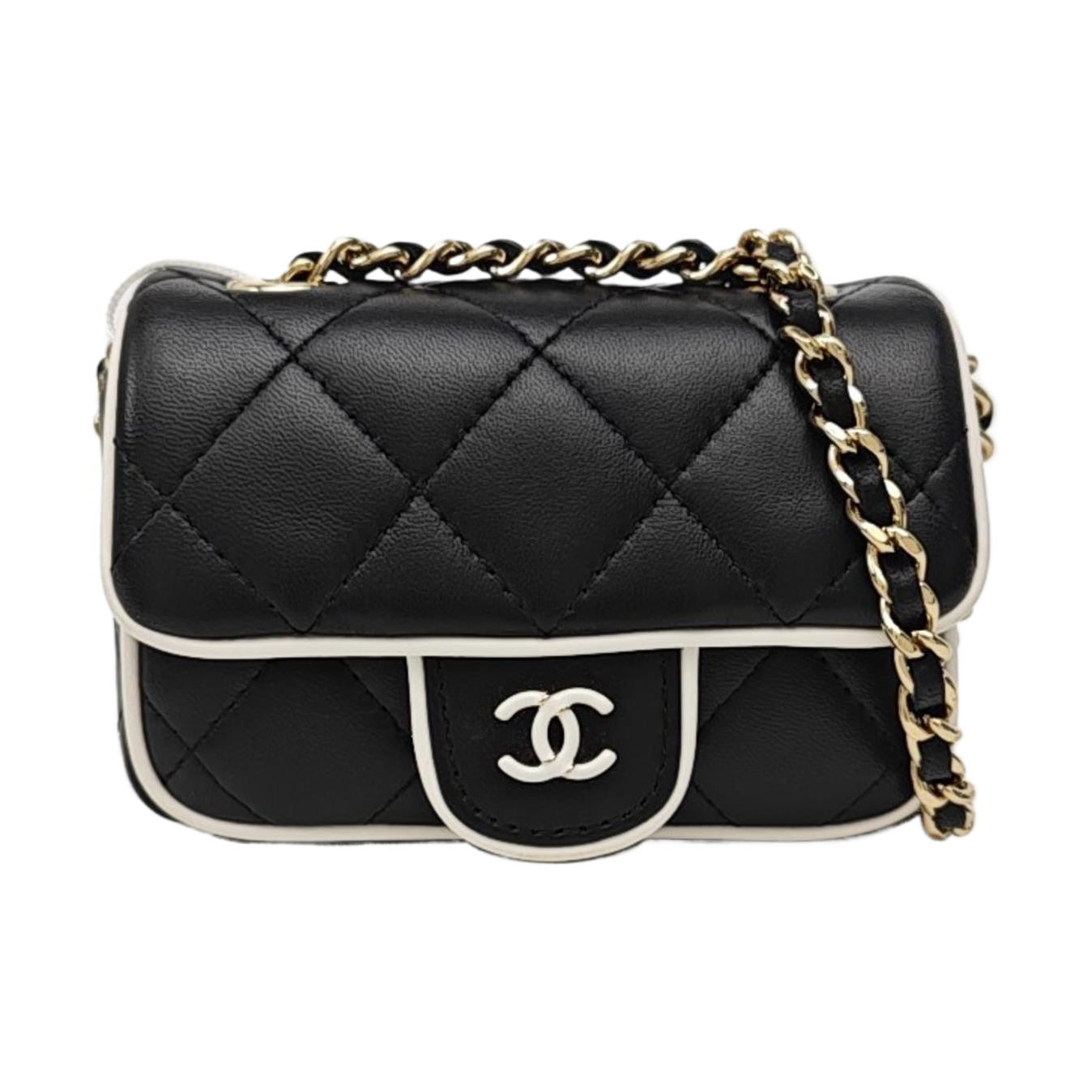 Quilted Lambskin Shoulder Bag Black