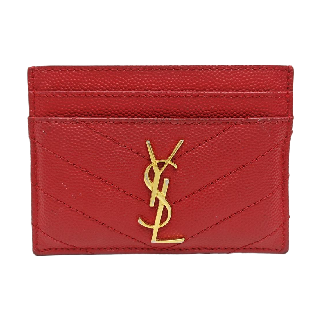 MONOGRAM Quilted Calfskin Red Card Holder