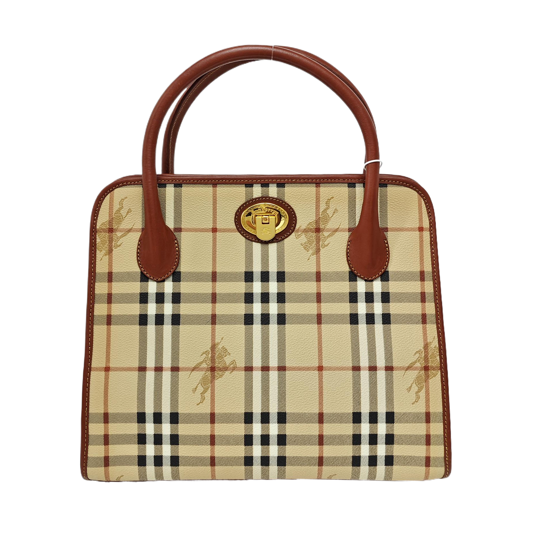 Coated Canvas Top Handle Bag Brown