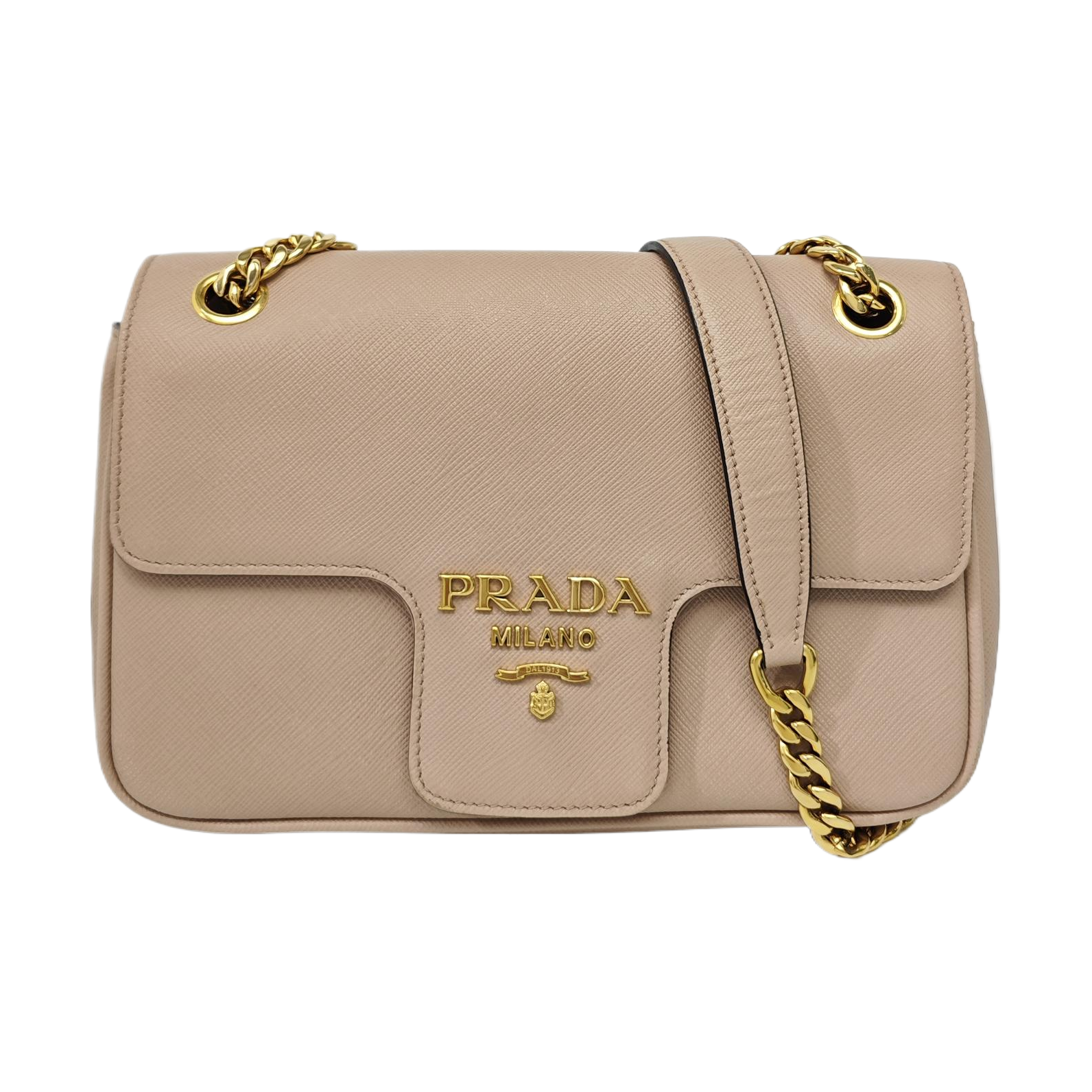 Saffiano Calfskin Shoulder Bag Brown