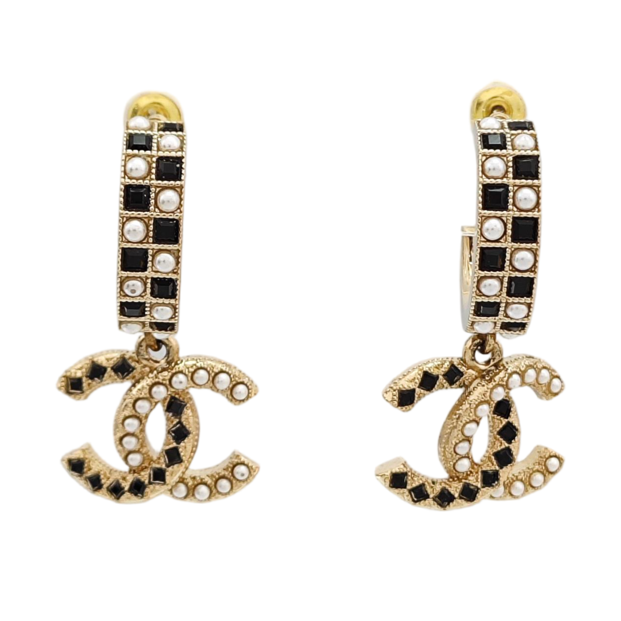 CC Logo Metal Gold Stud Earrings