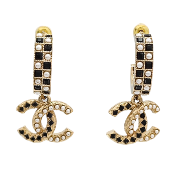 CC Logo Metal Gold Stud Earrings