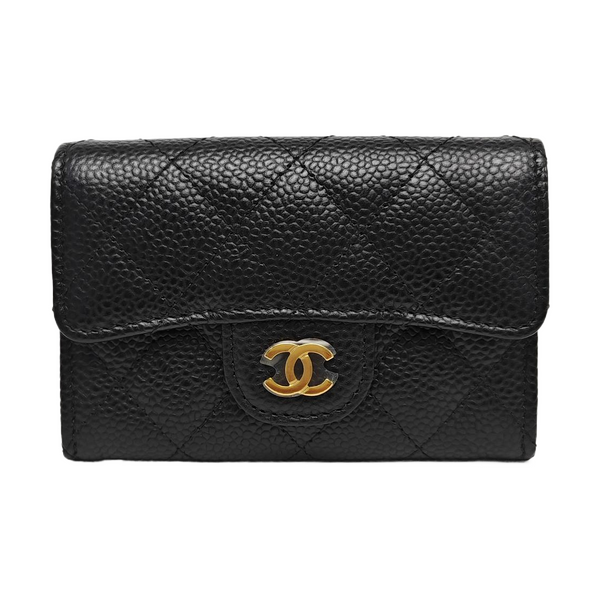 CLASSIC FLAP Quilted Grained Calfskin Black Card Holder