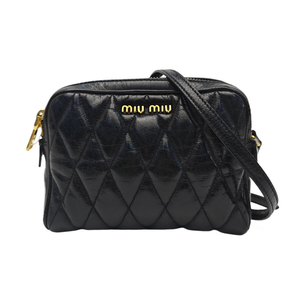 Quilted Lambskin Shoulder Bag Black
