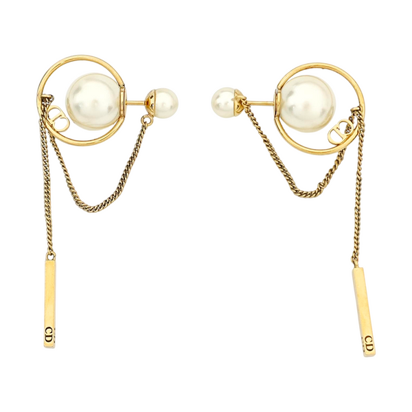 Dior Tribales Brass White Stud Earrings