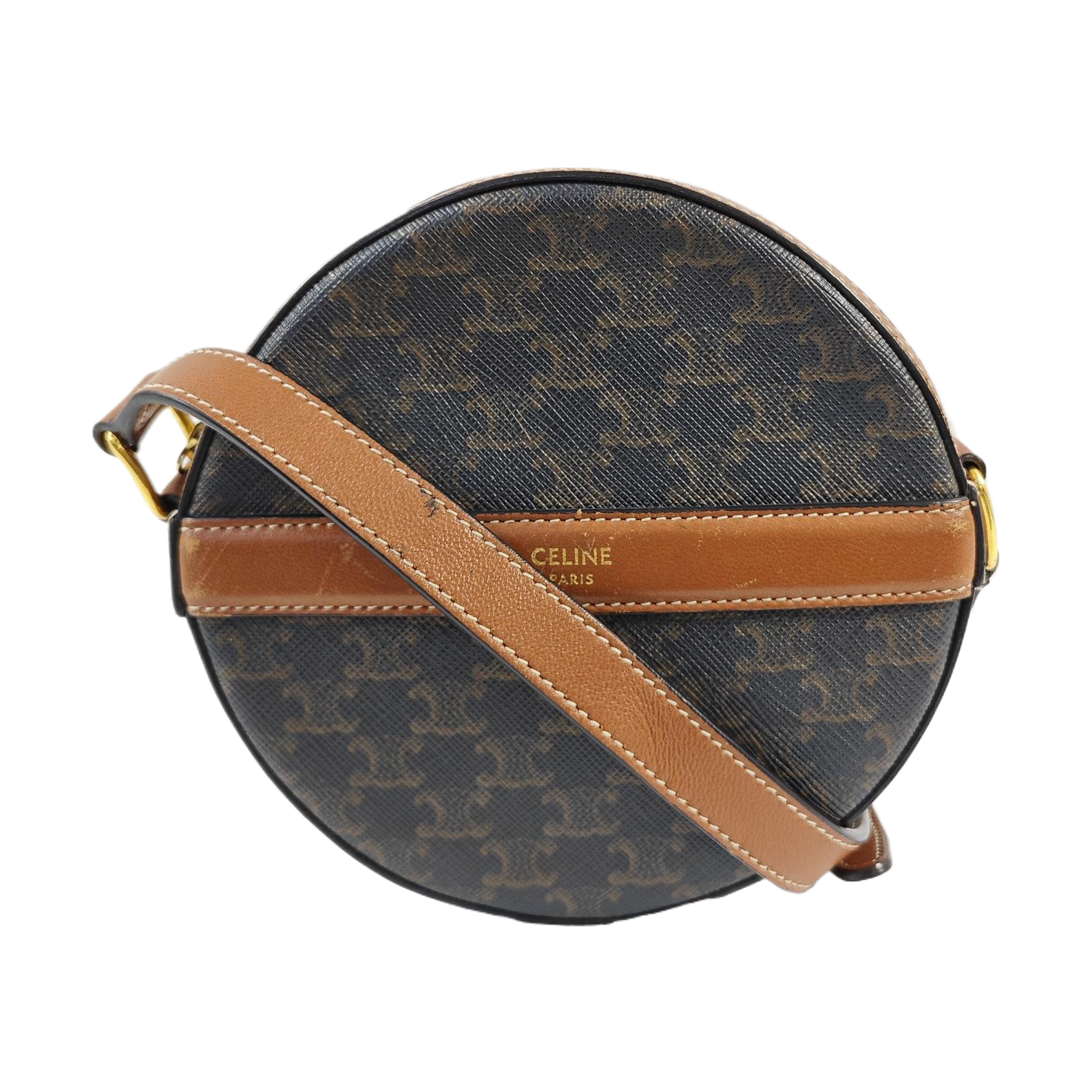 TRIOMPHE ROUND Mini Coated Canvas Brown