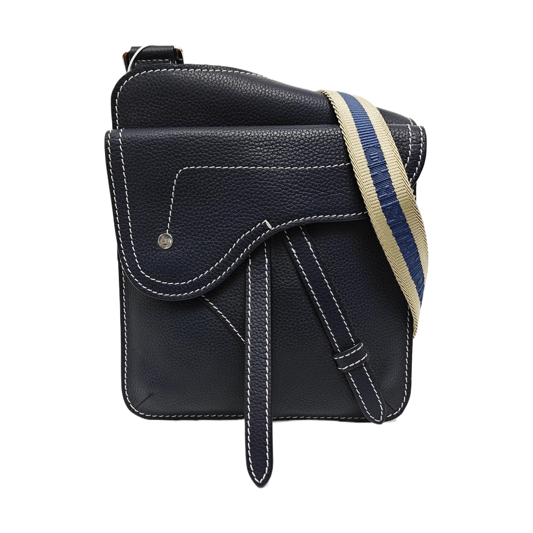 Authenticated pre-owned  Saddle Calfskin Blue - Crossbody Bag at Looply
