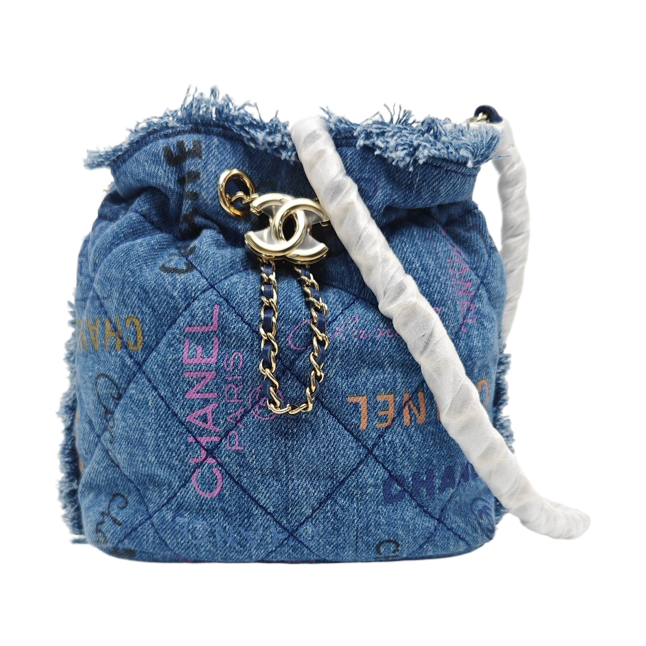 Quilted Denim Shoulder Bag Blue