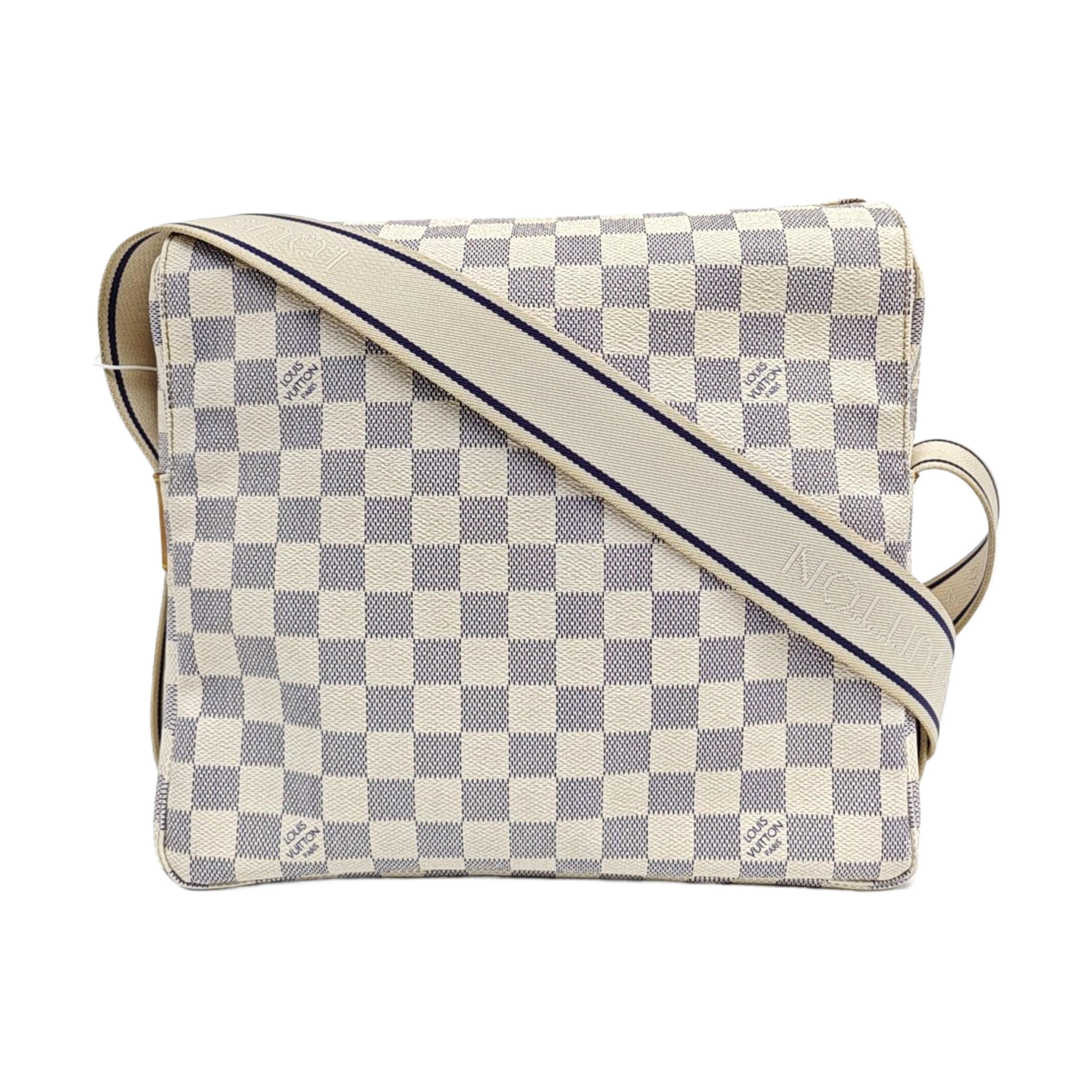 NAVIGLIO Damier Azur Coated Canvas White