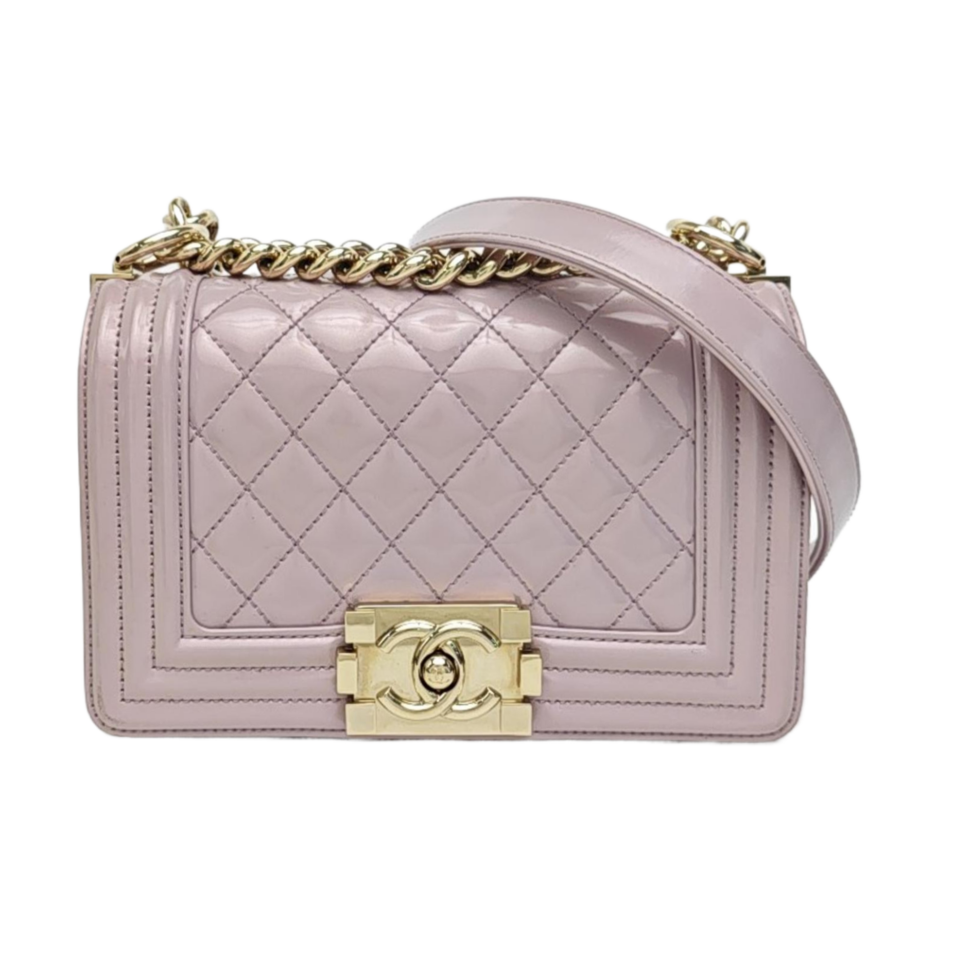 BOY CHANEL Small Quilted Patent Leather Purple