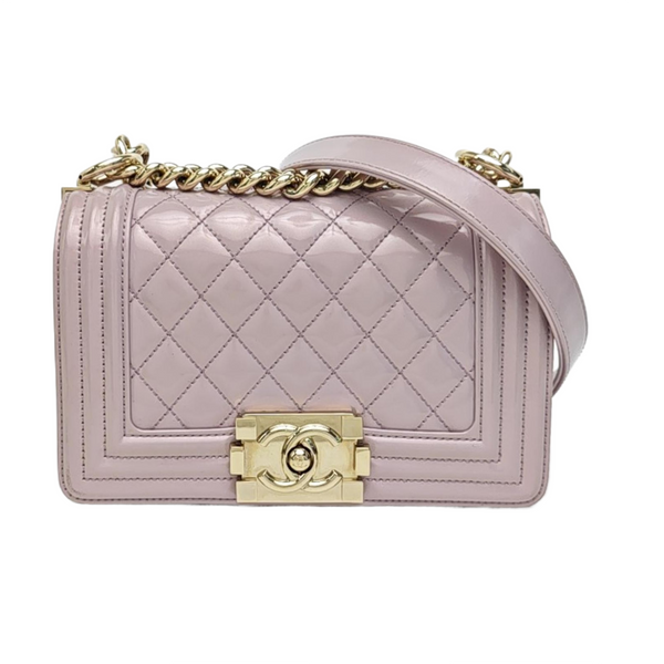 BOY CHANEL Small Quilted Patent Leather Purple