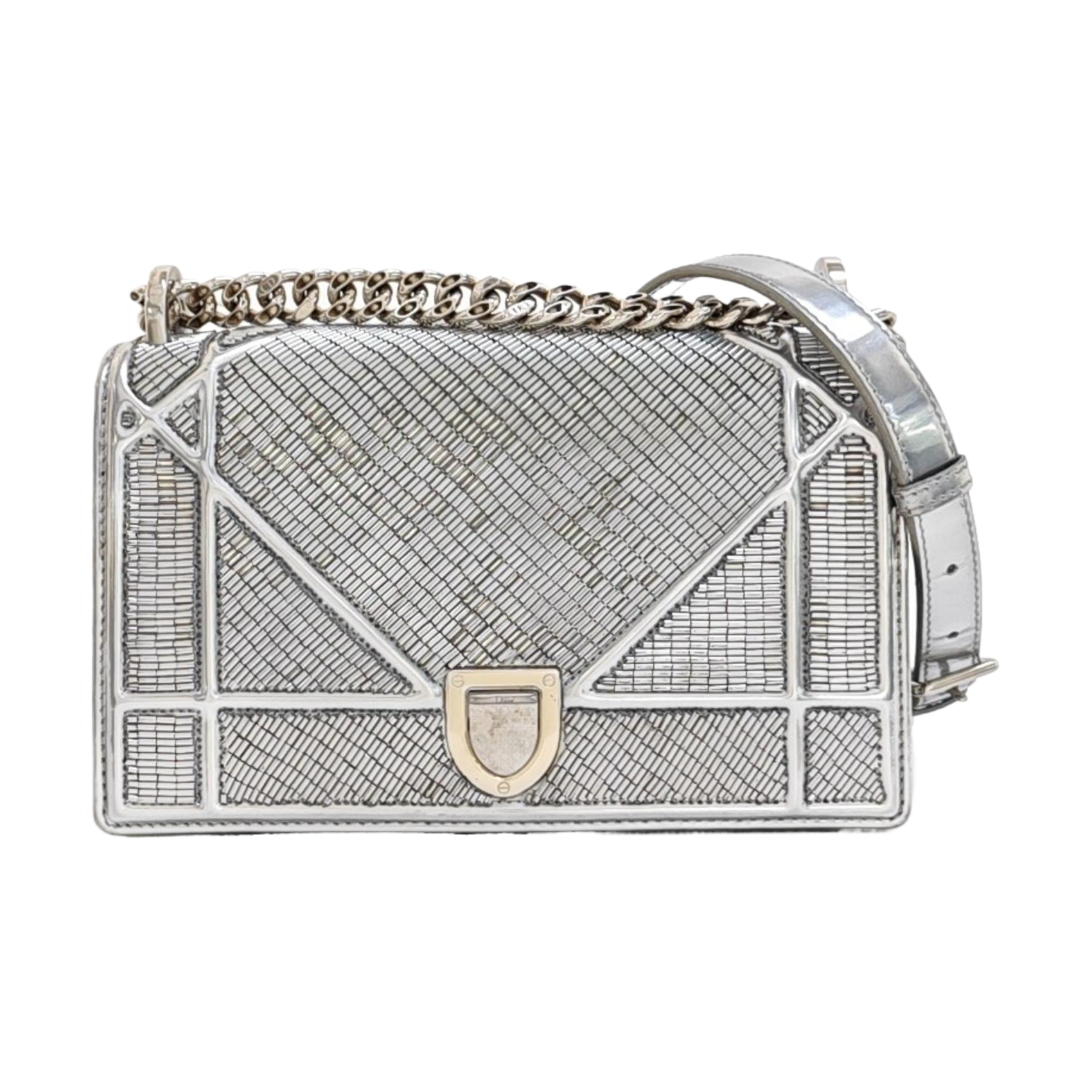 Diorama Small Cannage Calfskin Silver