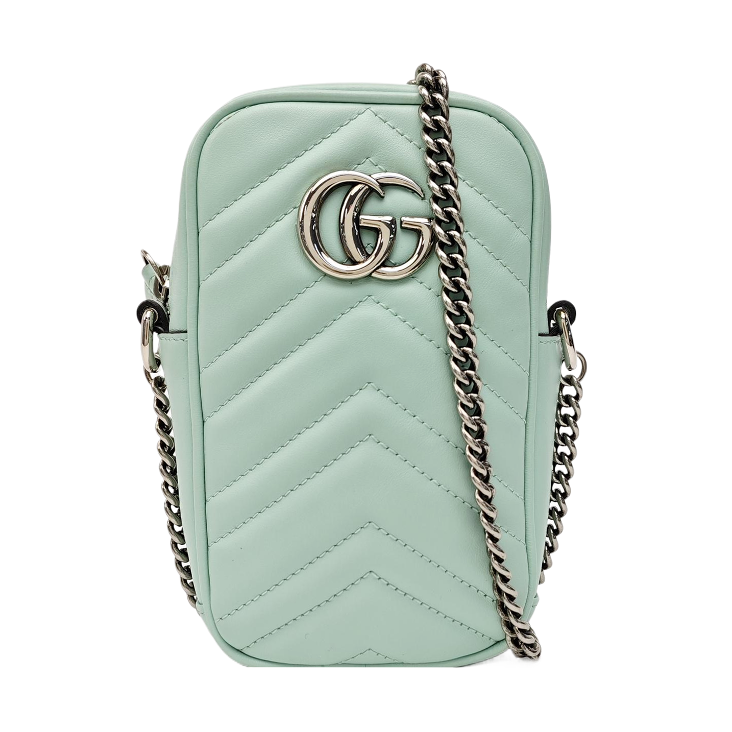 GG Marmont Mini Chevron Calfskin Green