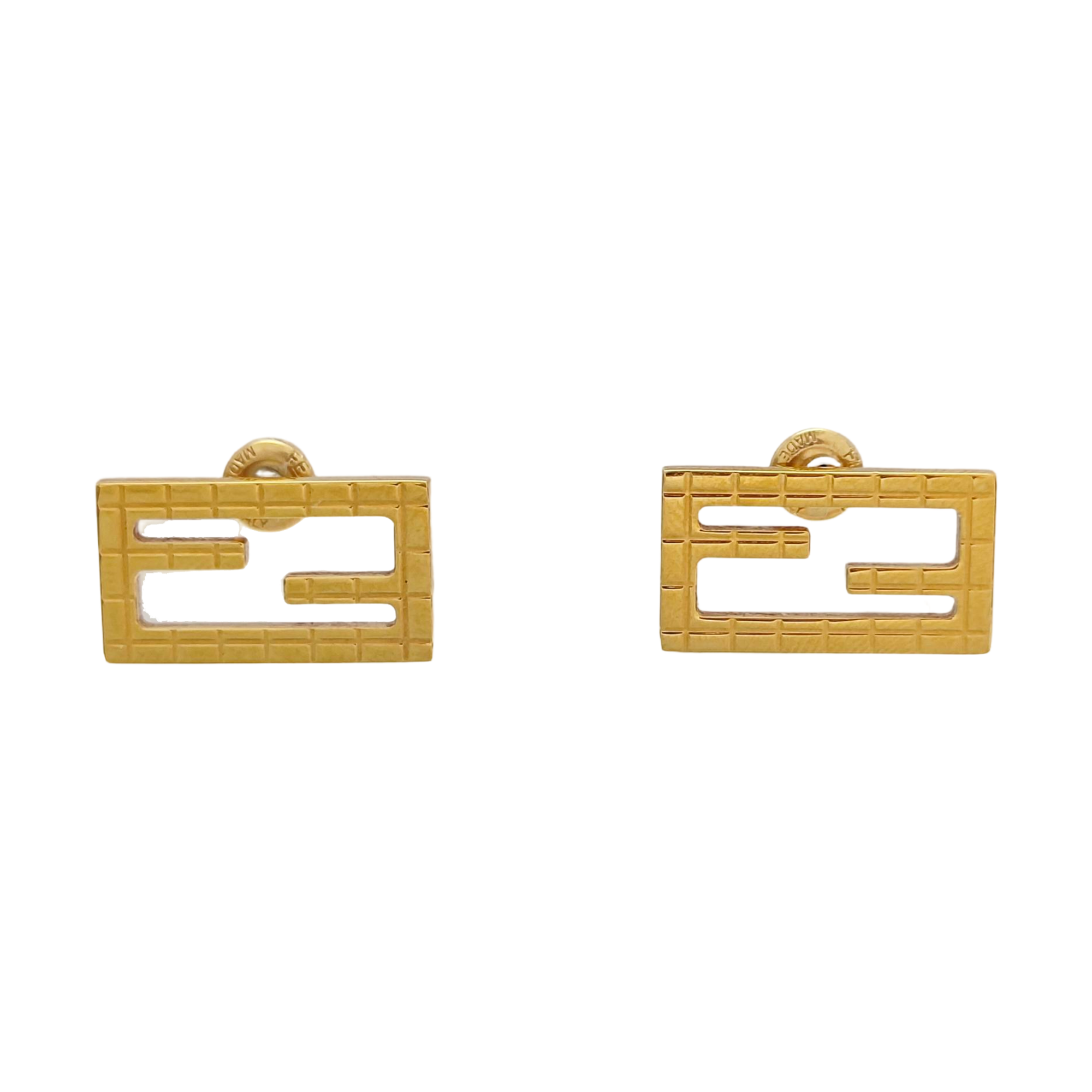 FF Metal Gold Stud Earrings