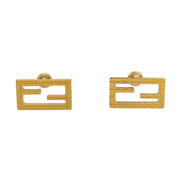 FF Metal Gold Stud Earrings
