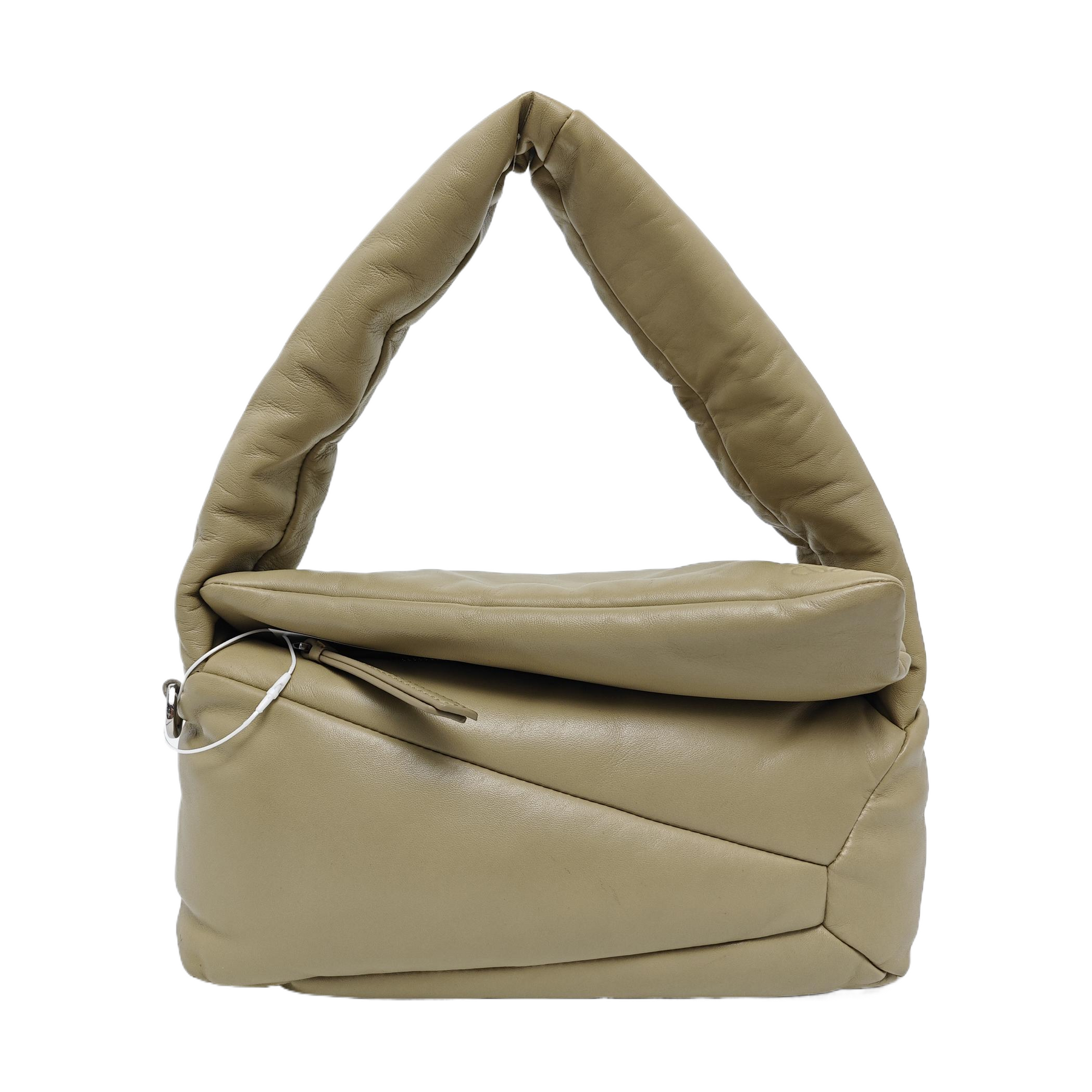 Authenticated pre-owned  Puzzle Quilted Lambskin Green - Top Handle Bag at Looply