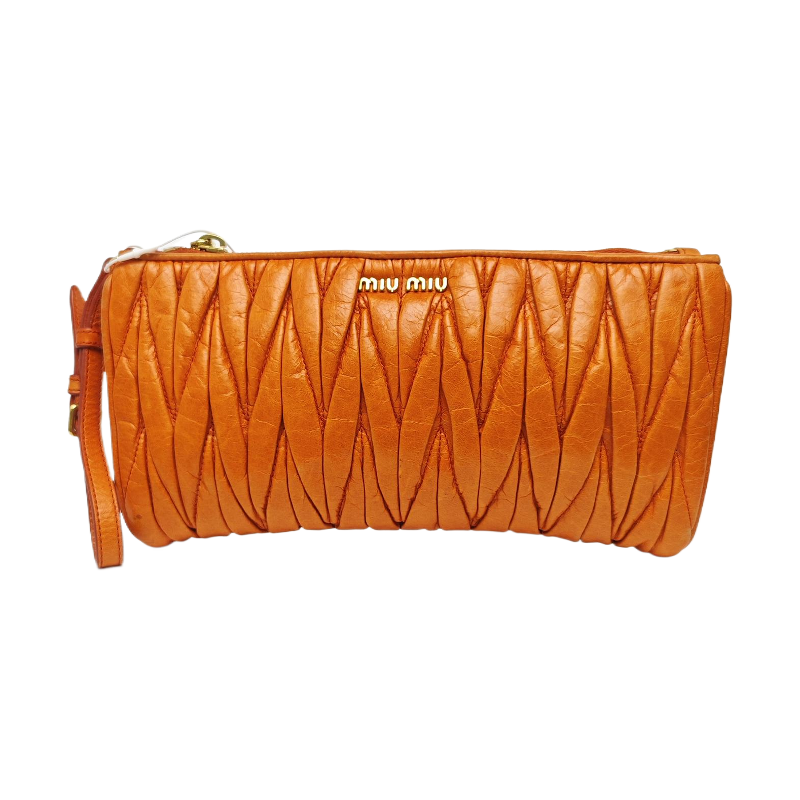 Quilted Lambskin Clutch Orange