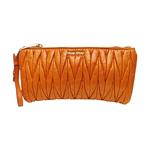 Quilted Lambskin Clutch Orange