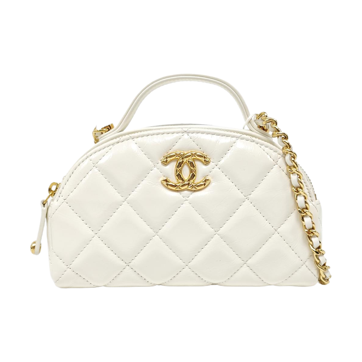 Quilted Calfskin Shoulder Bag White