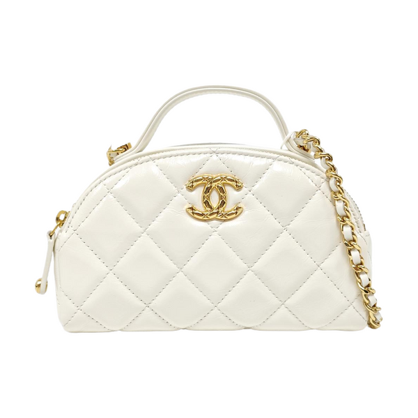 Quilted Calfskin Shoulder Bag White