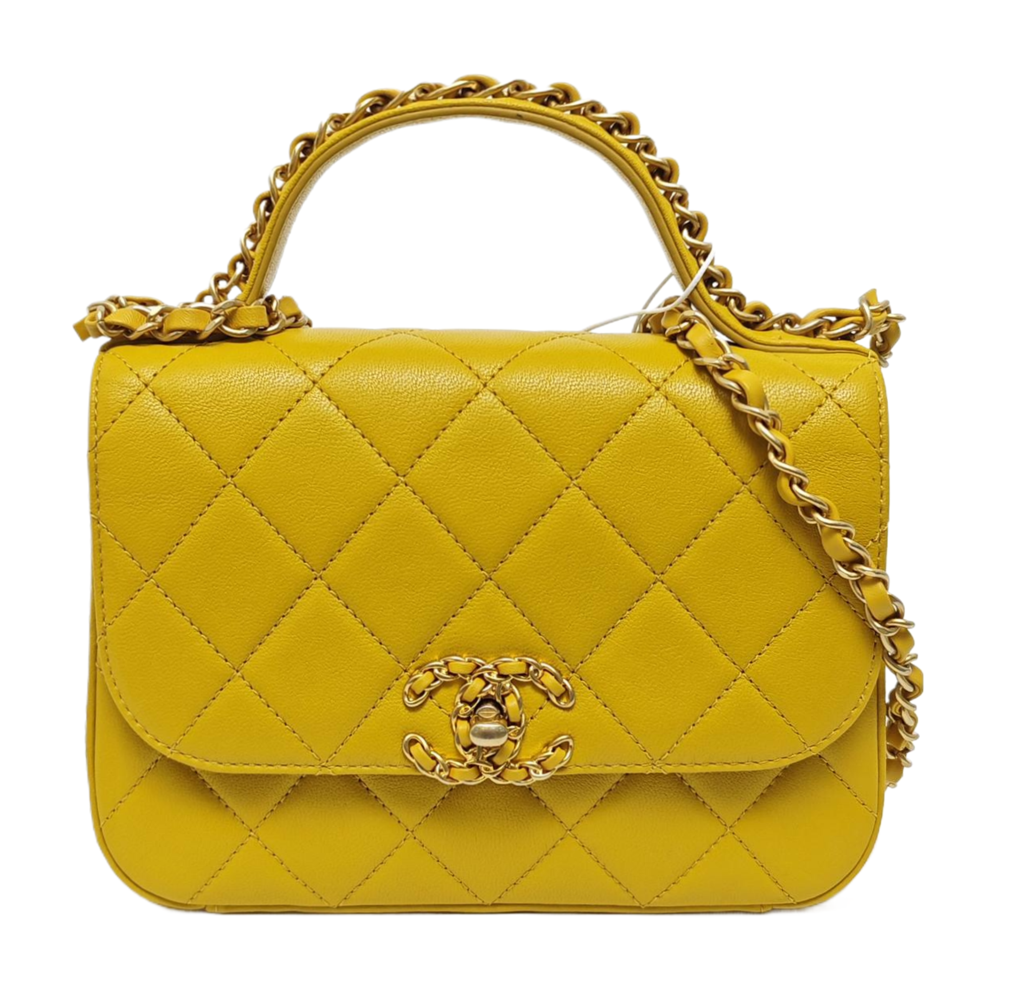 CHAIN INFINITY TOP HANDLE Quilted Lambskin Yellow