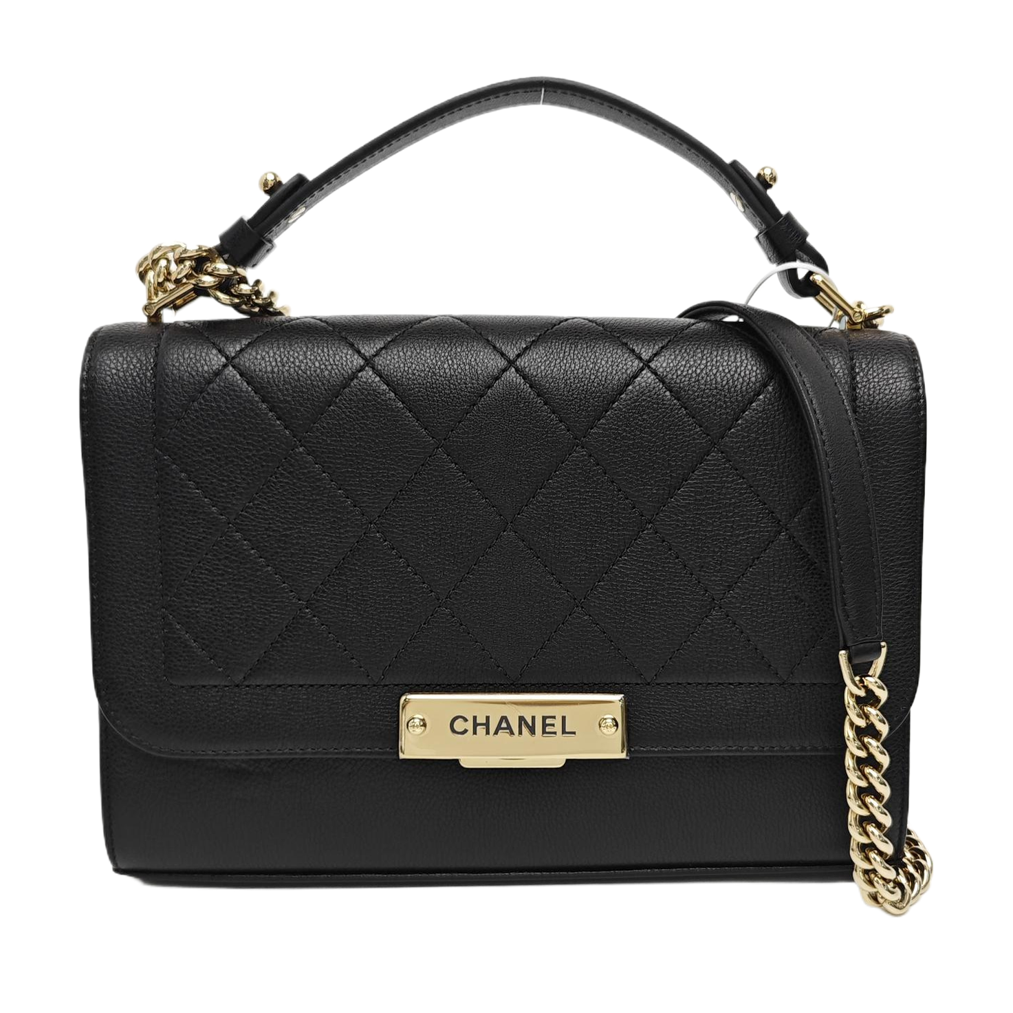 LABEL CLICK Medium Quilted Calfskin Black