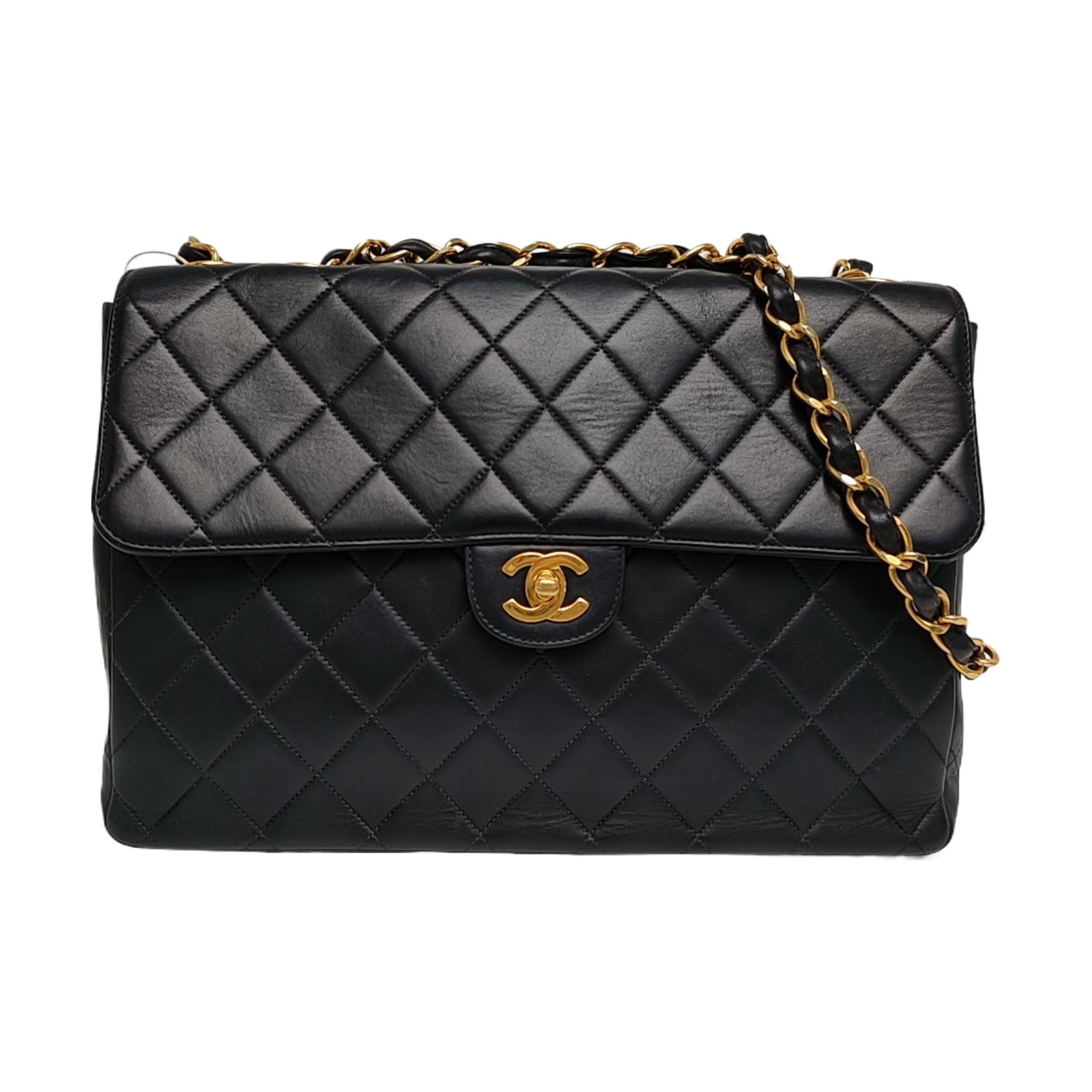 Large Quilted Lambskin Black