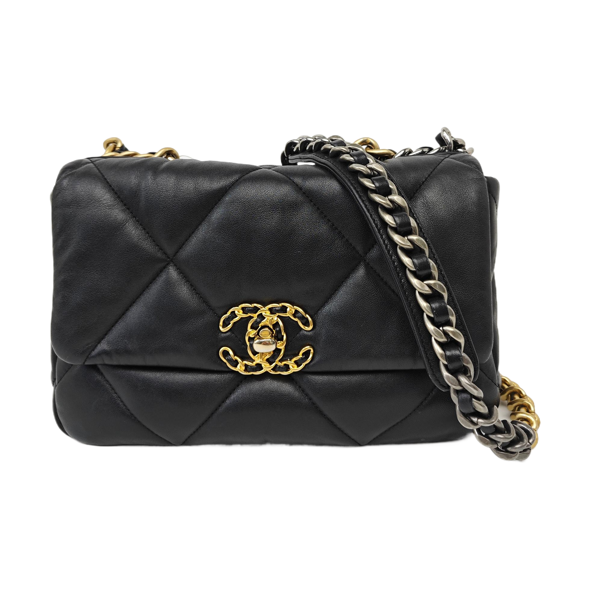 CHANEL 19 Small Quilted Lambskin Black