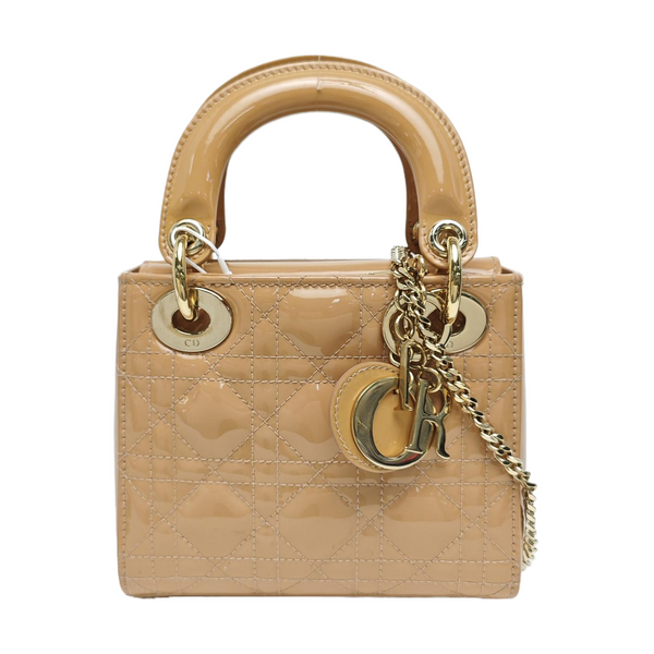Lady Dior Mini Cannage Patent Leather Pink