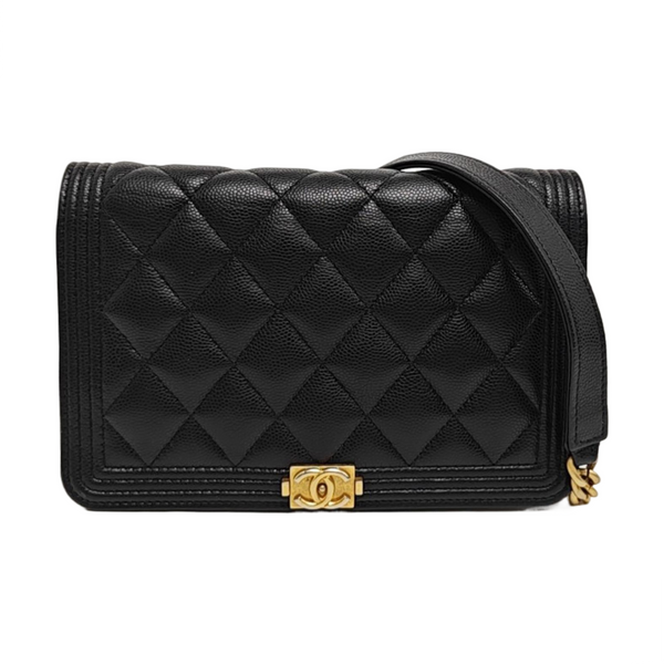 BOY CHANEL Mini Quilted Grained Calfskin Black