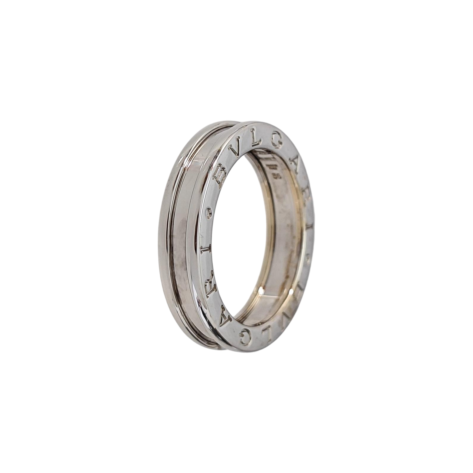 B.ZERO1 18k White Gold Silver Ring EU 56