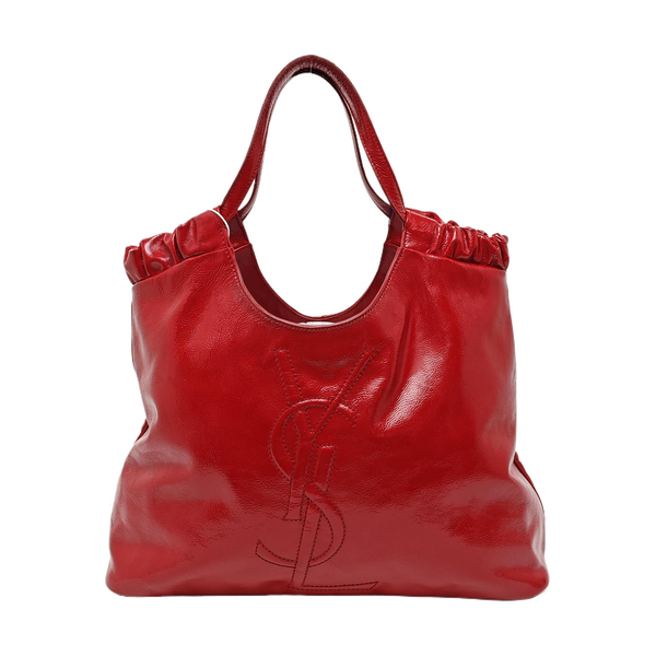 Quilted Patent Leather Tote Bag Red