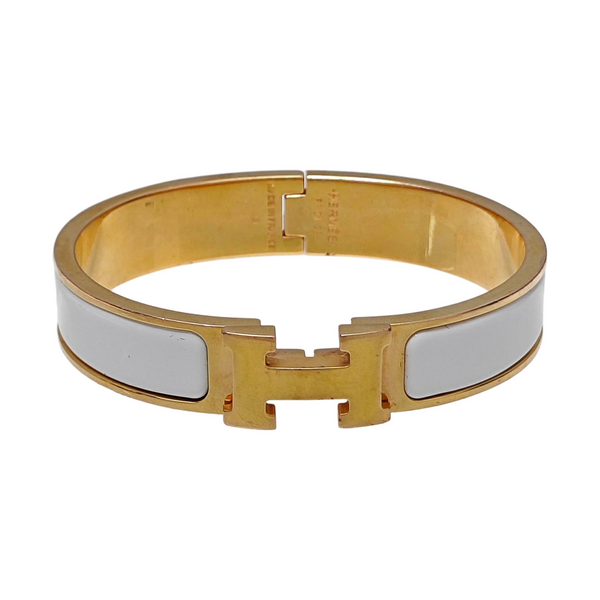 Clic H Metal White Bangle