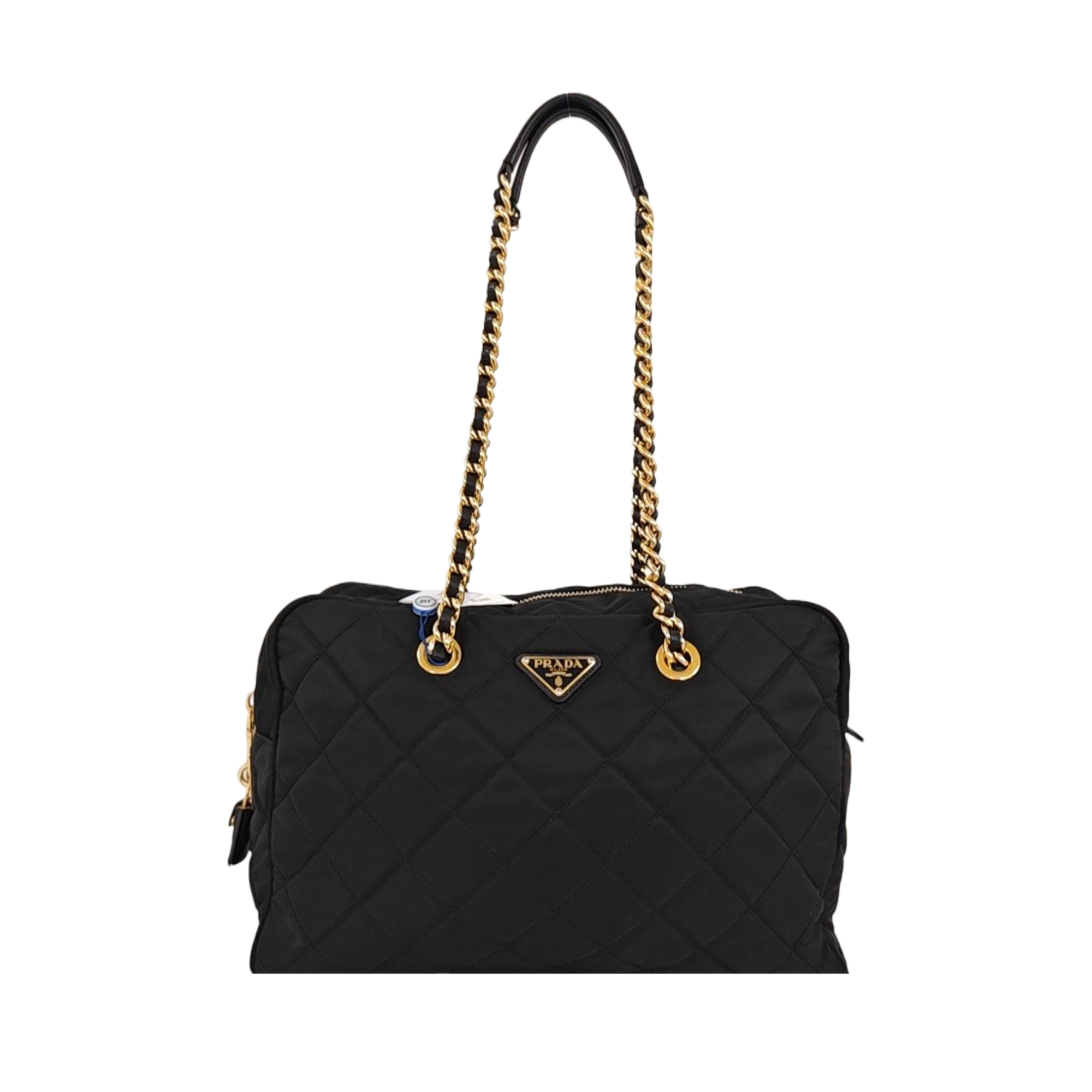Quilted Nylon Shoulder Bag Black