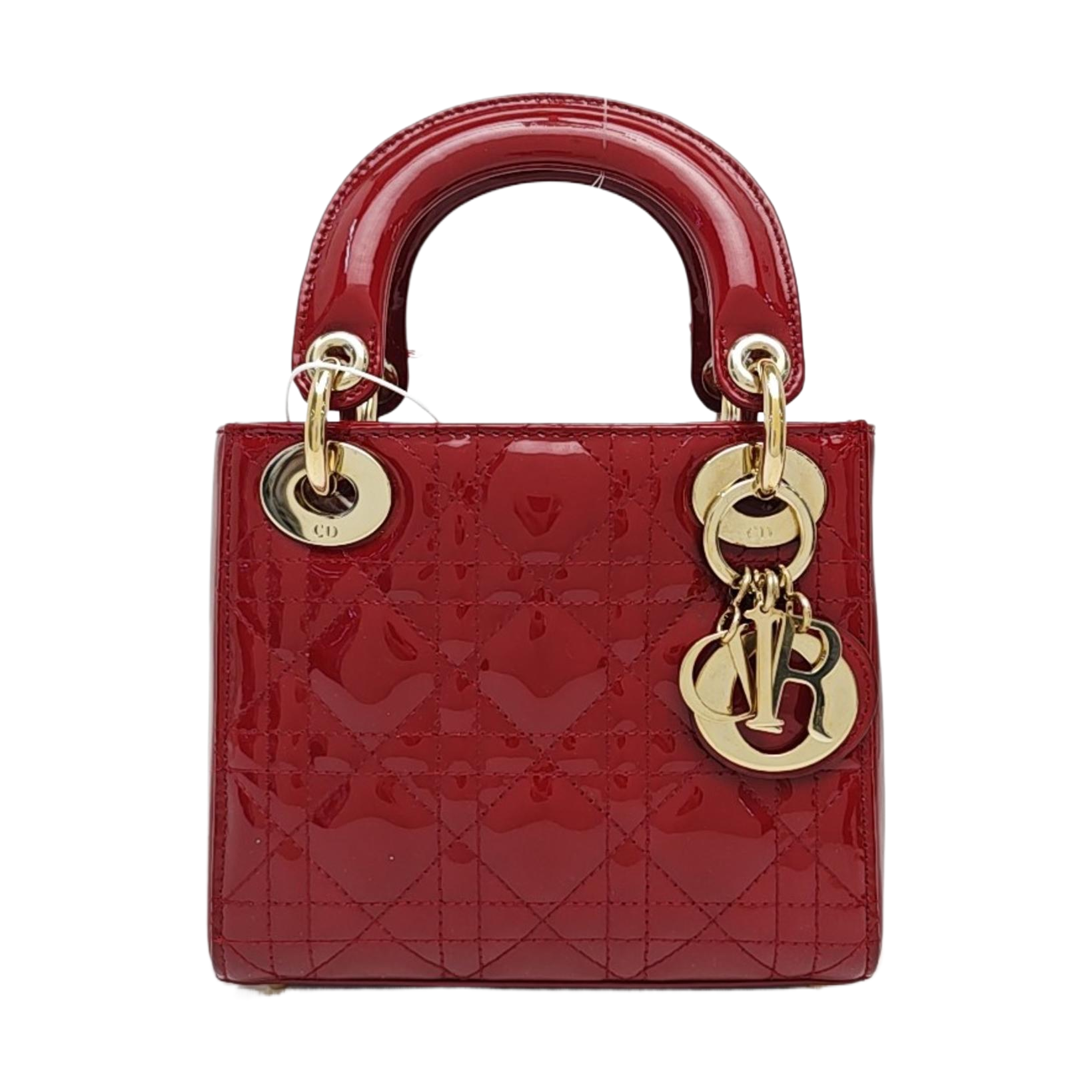 Lady Dior Mini Cannage Patent Calfskin Red