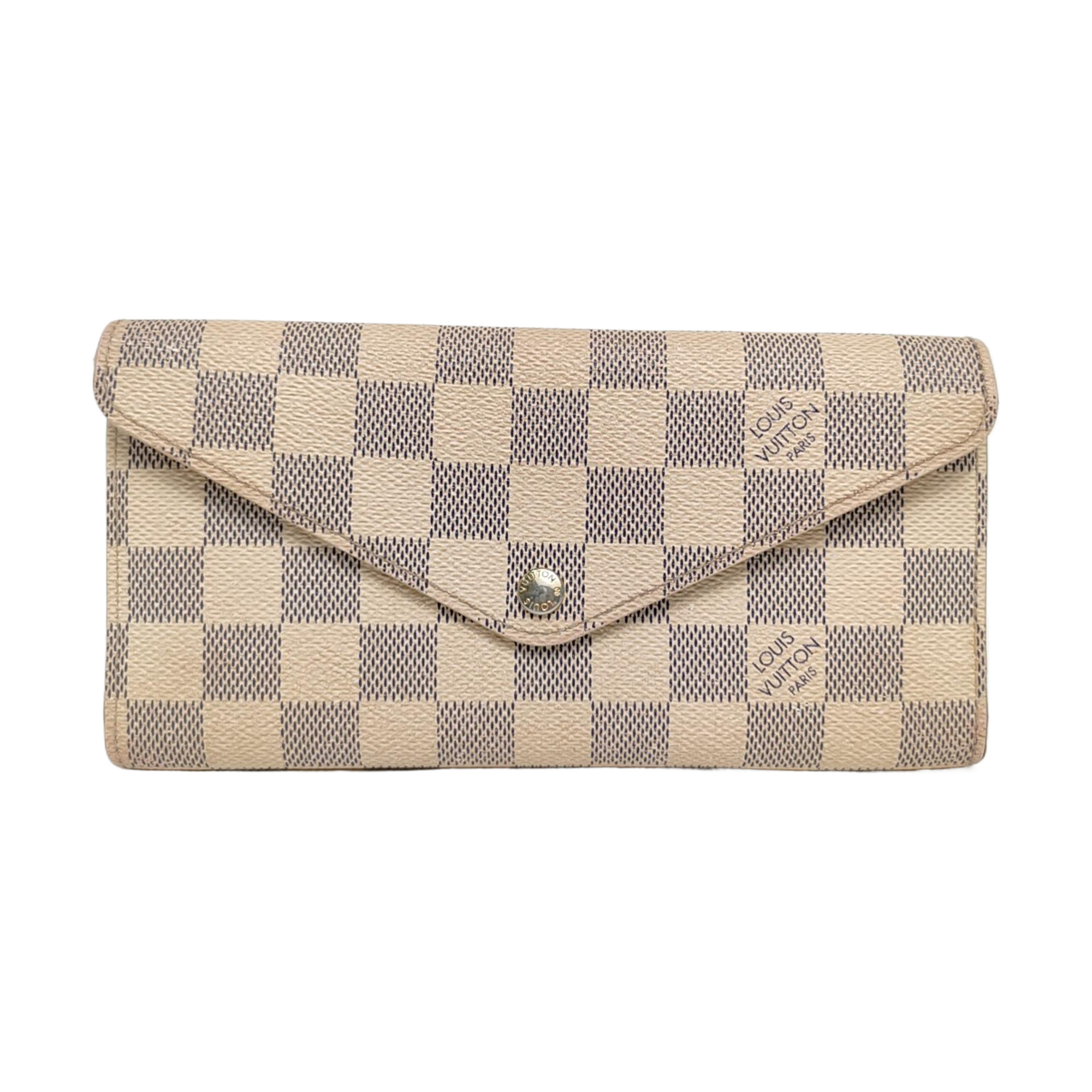 SARAH Damier Azur Coated Canvas White Wallet