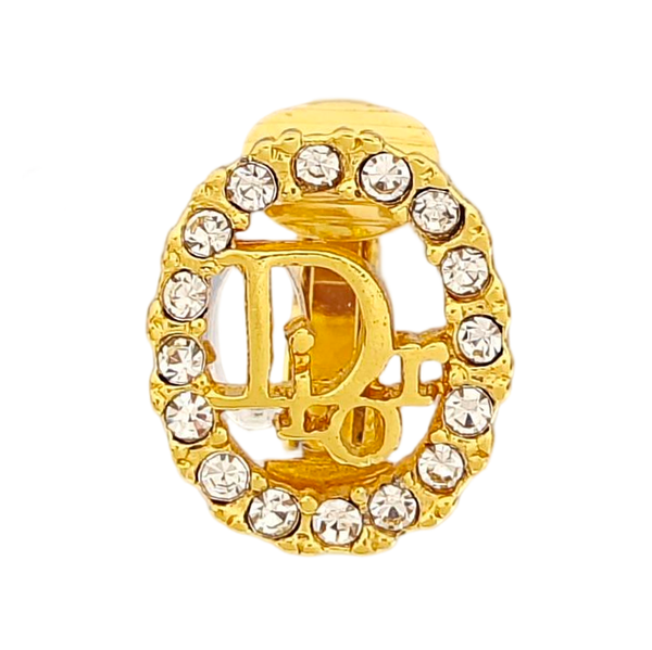 Dior Oblique Metal Gold Clip On Earrings