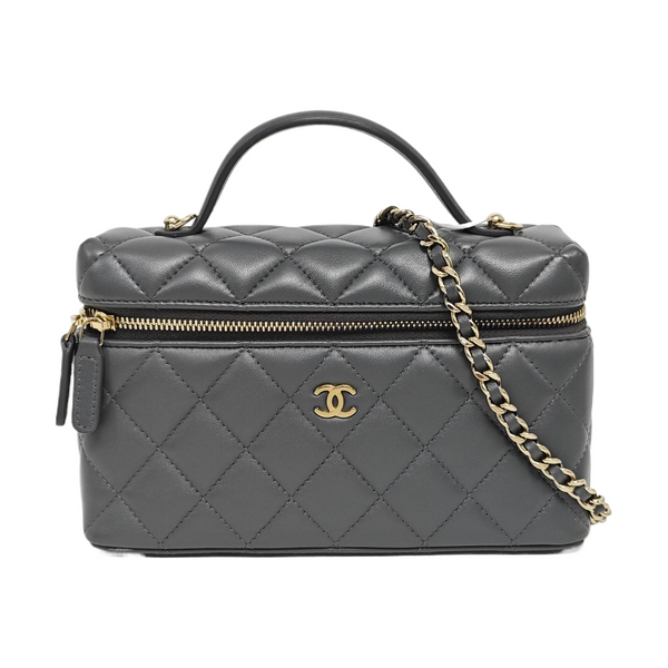 VANITY CASE Quilted Lambskin Gray