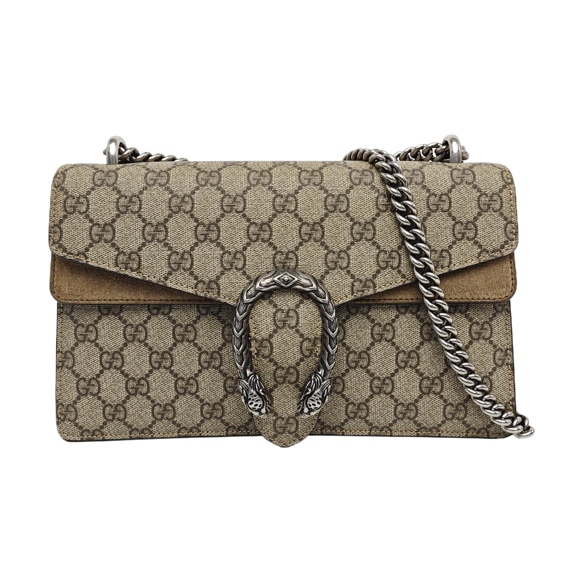 Dionysus Small Monogram Coated Canvas Beige