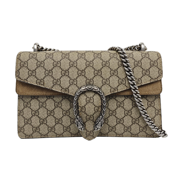 Dionysus Small Monogram Coated Canvas Beige